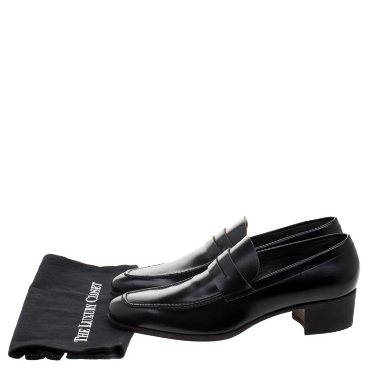 Pre Owned Saint Laurent Paris Black Leather Penny Loafers Size 44
