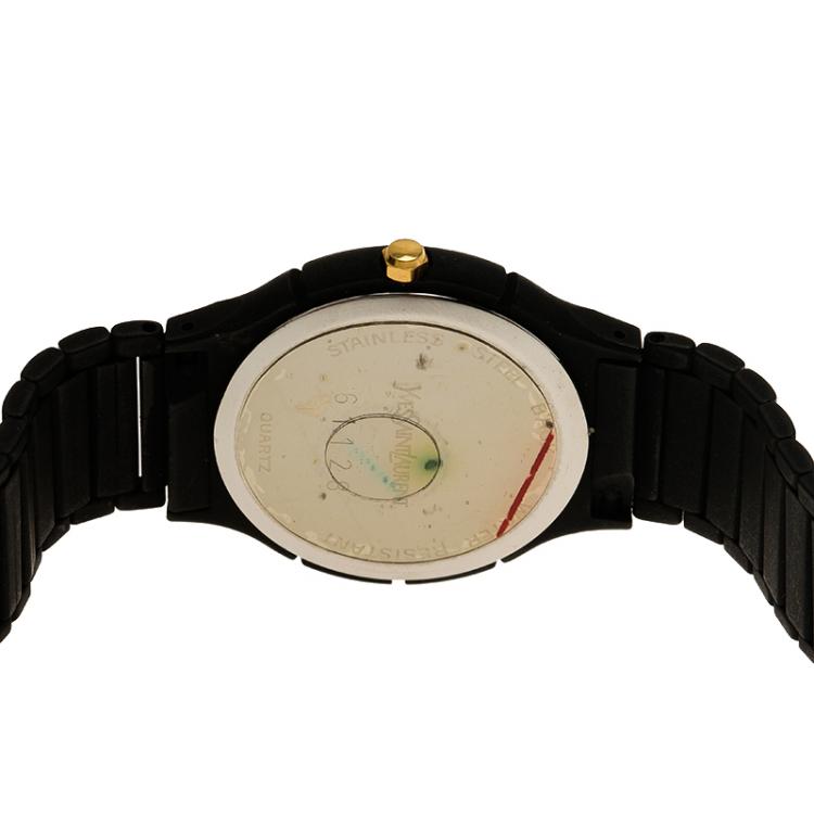 Pre Owned Saint Laurent Paris White Stainless Steel and Ceramic Classic Men's Wristwatch 30MM