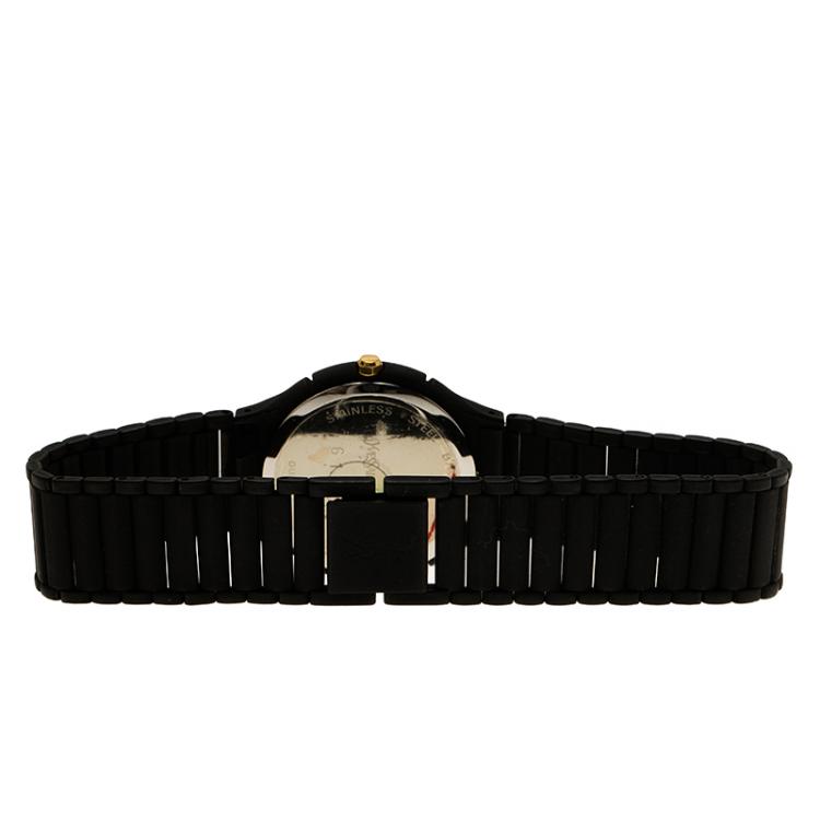 Pre Owned Saint Laurent Paris White Stainless Steel and Ceramic Classic Men's Wristwatch 30MM
