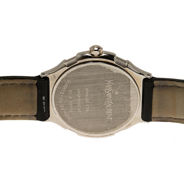 Pre Owned Saint Laurent Paris Silver Stainless Steel Classic Men's Wristwatch 36MM