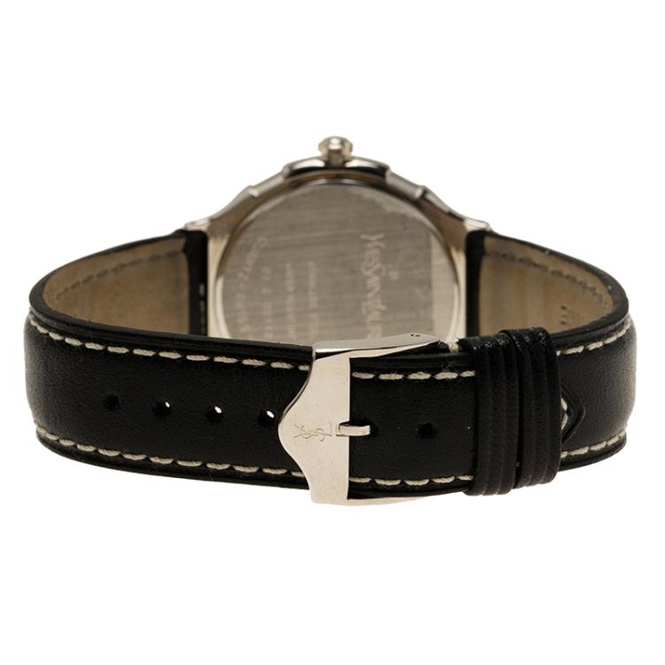 Pre Owned Saint Laurent Paris Silver Stainless Steel Classic Men's Wristwatch 36MM