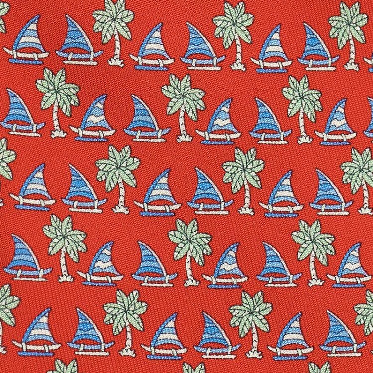 Pre Owned Salvatore Ferragamo Red Printed Silk Tie