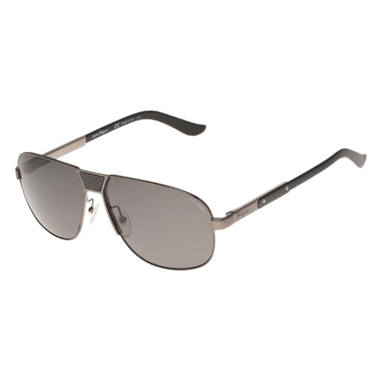 Pre Owned Salvatore Ferragamo Black SF137SP Aviator Sunglasses