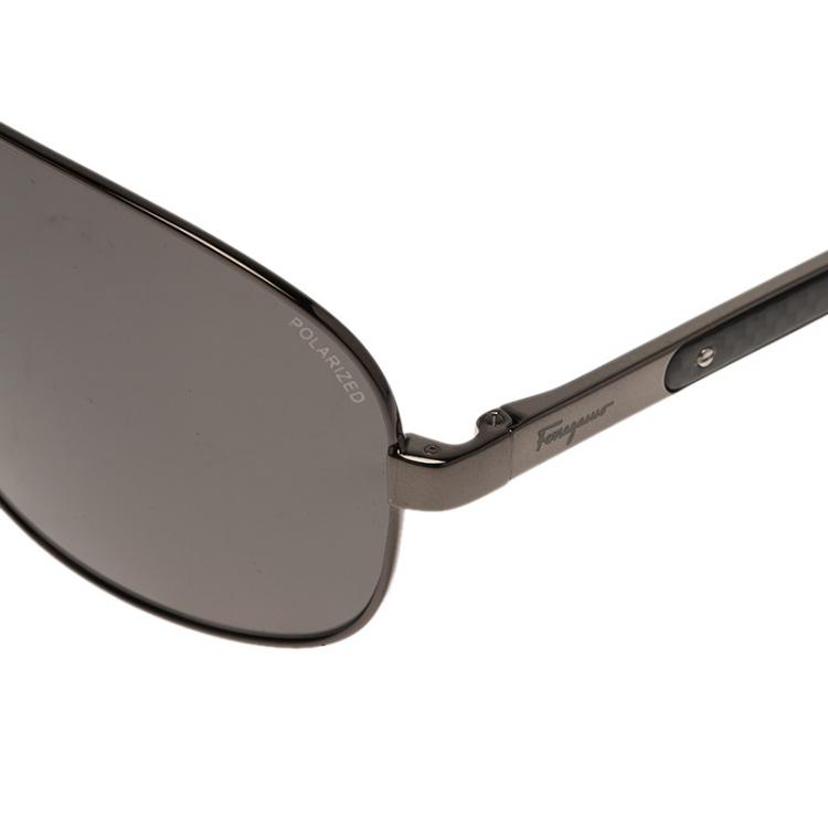 Pre Owned Salvatore Ferragamo Black SF137SP Aviator Sunglasses
