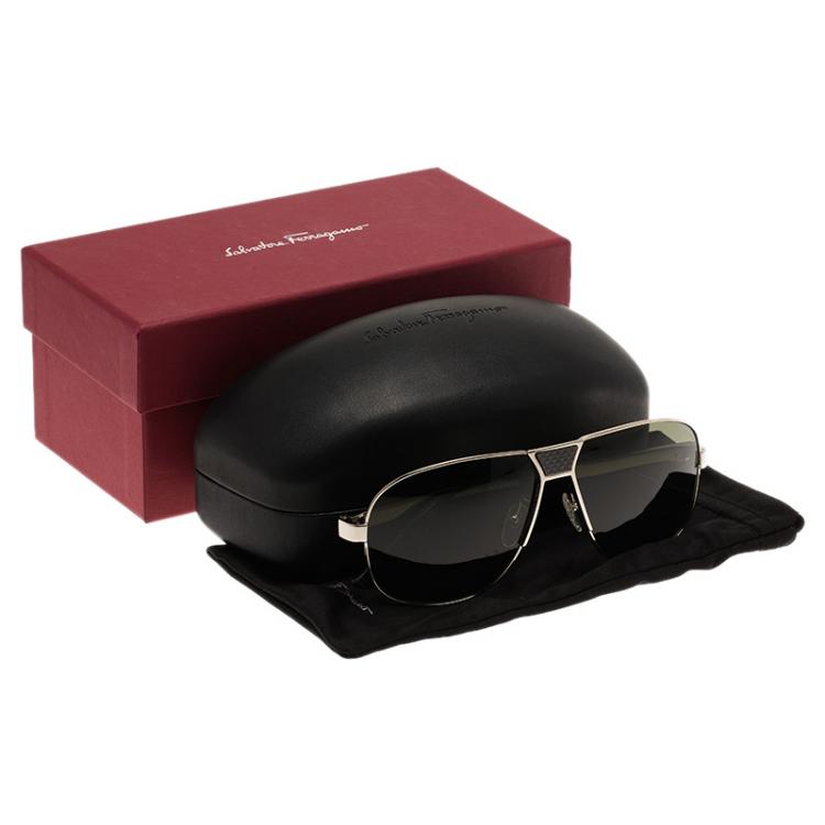 Pre Owned Salvatore Ferragamo Gold SF137SP Aviator Sunglasses