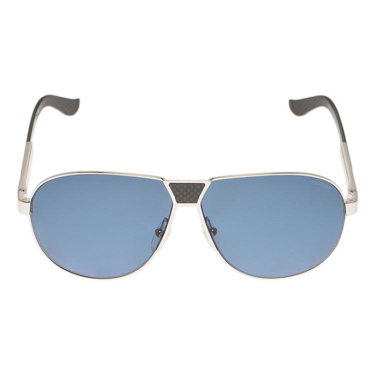 Pre Owned Salvatore Ferragamo Silver SF136SP Aviator Sunglasses