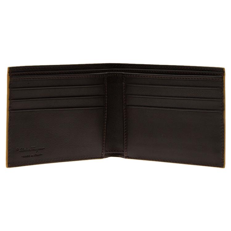 Pre Owned Salvatore Ferragamo Brown Gancio Embossed Bi-Fold Wallet