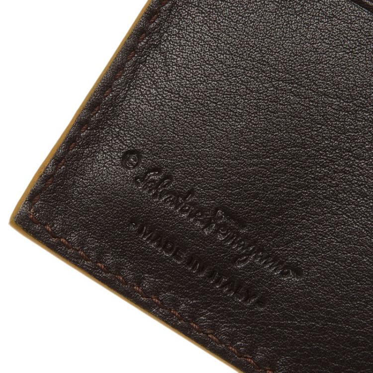 Pre Owned Salvatore Ferragamo Brown Gancio Embossed Bi-Fold Wallet