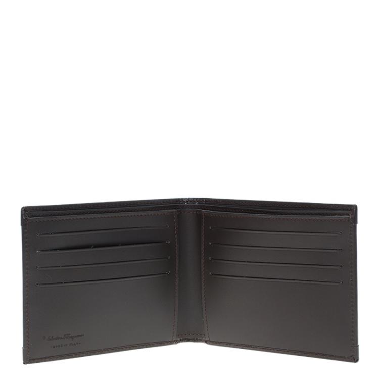 Pre Owned Salvatore Ferragamo Brown Leather and Suede Bi-Fold Wallet