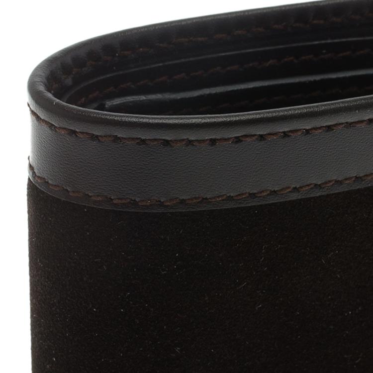 Pre Owned Salvatore Ferragamo Brown Leather and Suede Bi-Fold Wallet