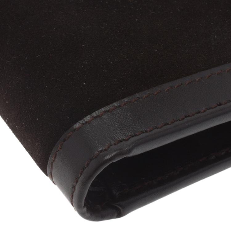 Pre Owned Salvatore Ferragamo Brown Leather and Suede Bi-Fold Wallet