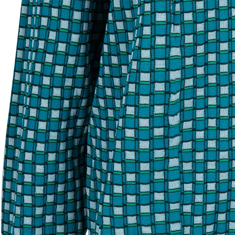 Pre Owned Salvatore Ferragamo Men's Turquoise Checked Sweater L