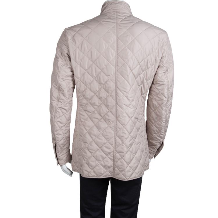 Pre Owned Salvatore Ferragamo Beige Quilted Jacket L
