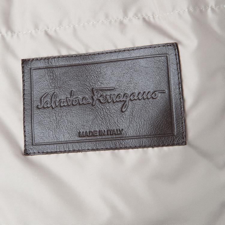 Pre Owned Salvatore Ferragamo Beige Quilted Jacket L