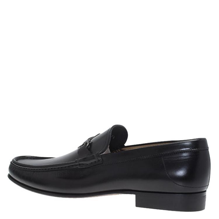 Pre Owned Salvatore Ferragamo Black Leather Maurice Gancio Bit Loafers Size 44.5