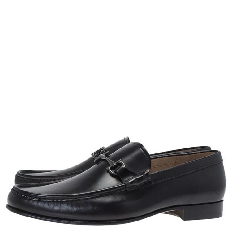 Pre Owned Salvatore Ferragamo Black Leather Maurice Gancio Bit Loafers Size 44.5