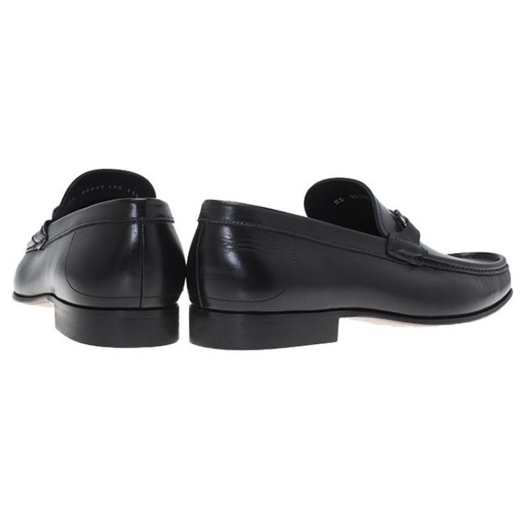 Pre Owned Salvatore Ferragamo Black Leather Maurice Gancio Bit Loafers Size 44.5