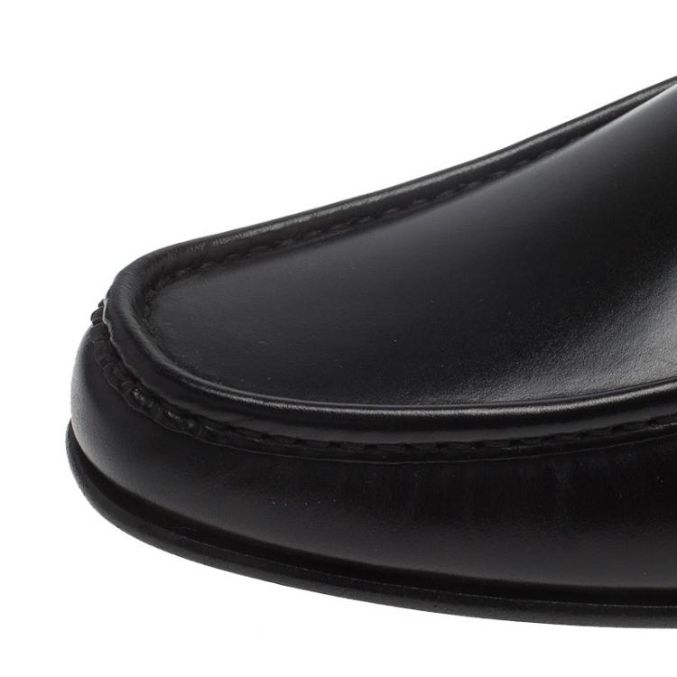 Pre Owned Salvatore Ferragamo Black Leather Maurice Gancio Bit Loafers Size 44.5