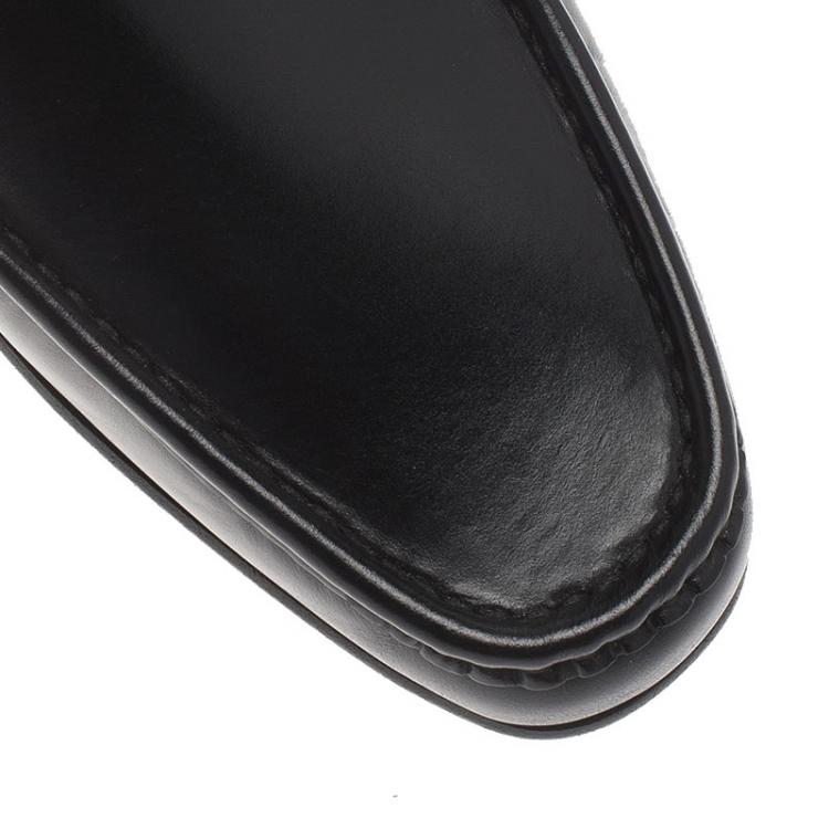 Pre Owned Salvatore Ferragamo Black Leather Maurice Gancio Bit Loafers Size 44.5