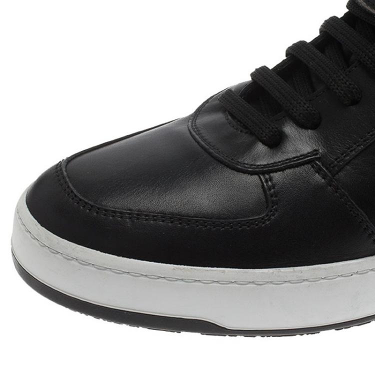 Pre Owned Salvatore Ferragamo Black Leather Nayon Gancio High Top Sneakers Size 41