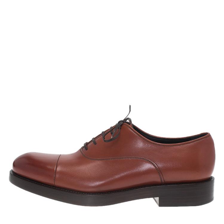 Pre Owned Salvatore Ferragamo Brown Leather Pride Oxfords Size 41.5