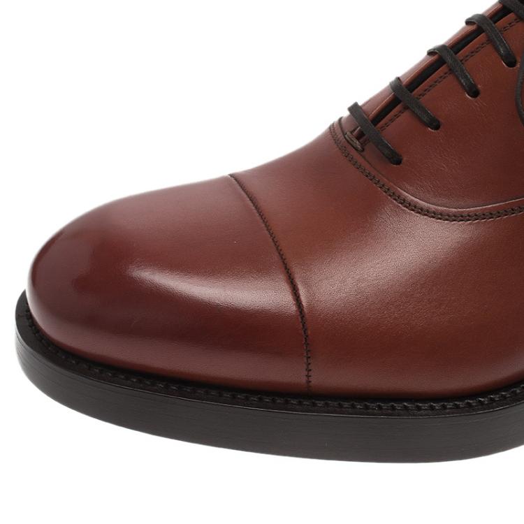 Pre Owned Salvatore Ferragamo Brown Leather Pride Oxfords Size 41.5
