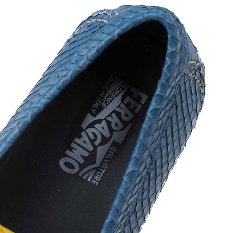 Pre Owned Salvatore Ferragamo Two Tone Python Parigi Gancini Driver Loafers Size 43