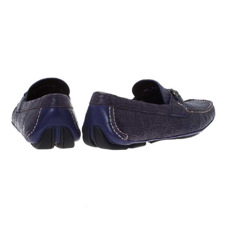Pre Owned Salvatore Ferragamo Purple Alligator Parigi Driving Loafers Size 40.5