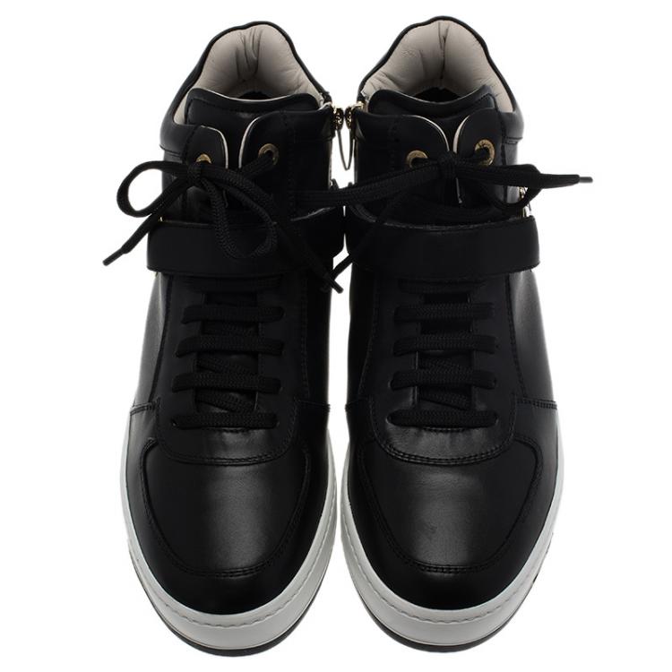 Pre Owned Salvatore Ferragamo Black Leather Nayon Gancio High Top Sneakers Size 43