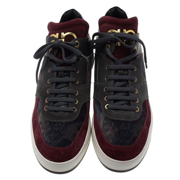 Pre Owned Salvatore Ferragamo Tricolor Leather And Suede Monroe Sneakers Size 44
