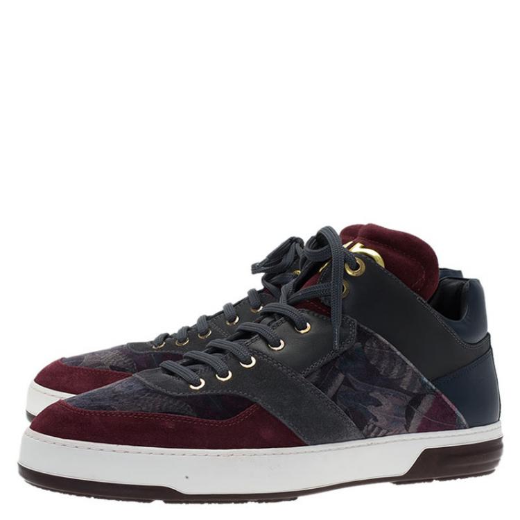 Pre Owned Salvatore Ferragamo Tricolor Leather And Suede Monroe Sneakers Size 44