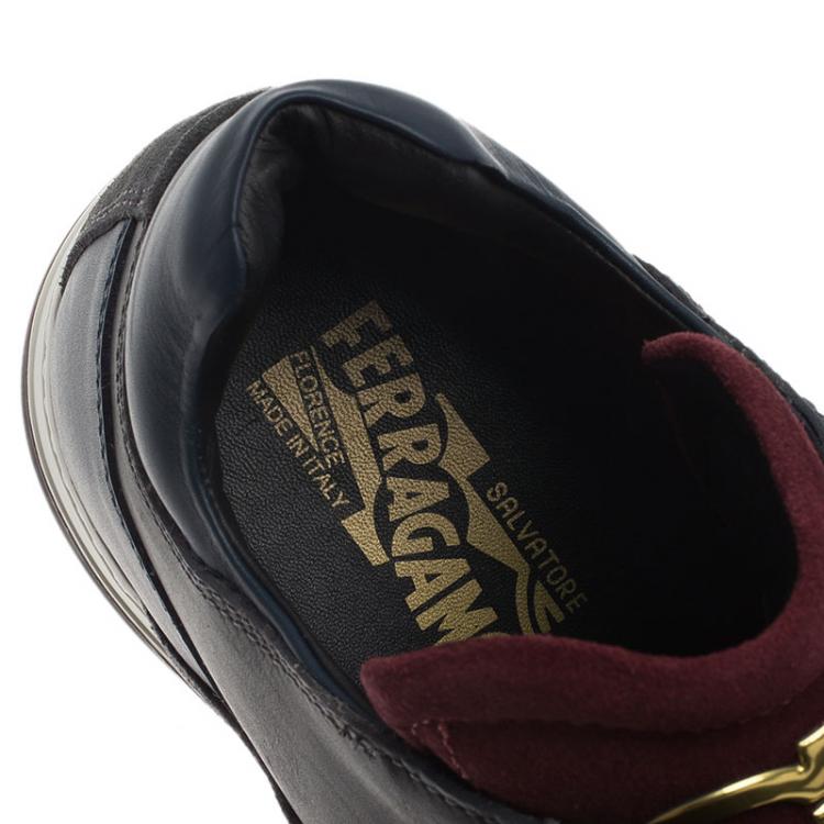 Pre Owned Salvatore Ferragamo Tricolor Leather And Suede Monroe Sneakers Size 44