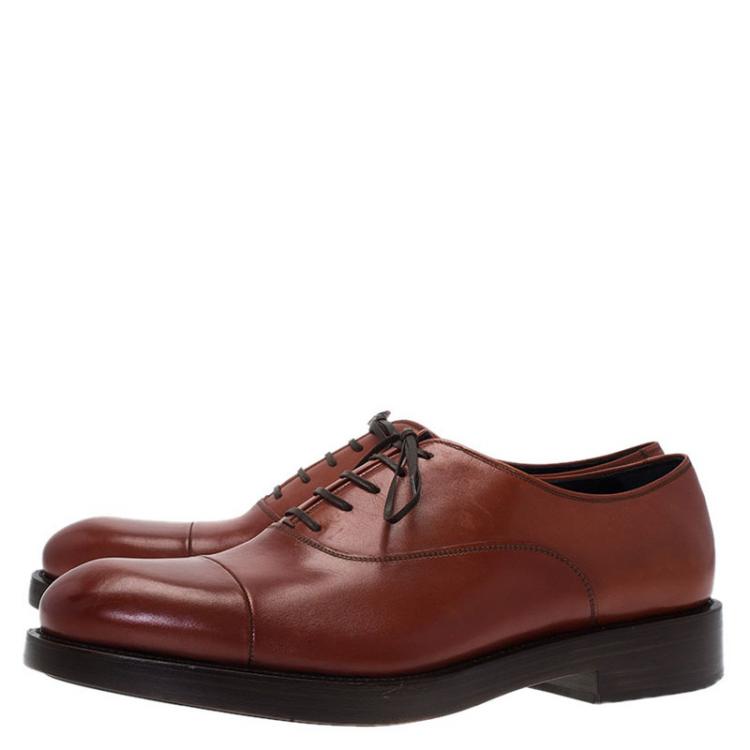 Pre Owned Salvatore Ferragamo Brown Leather Pride Oxfords Size 43