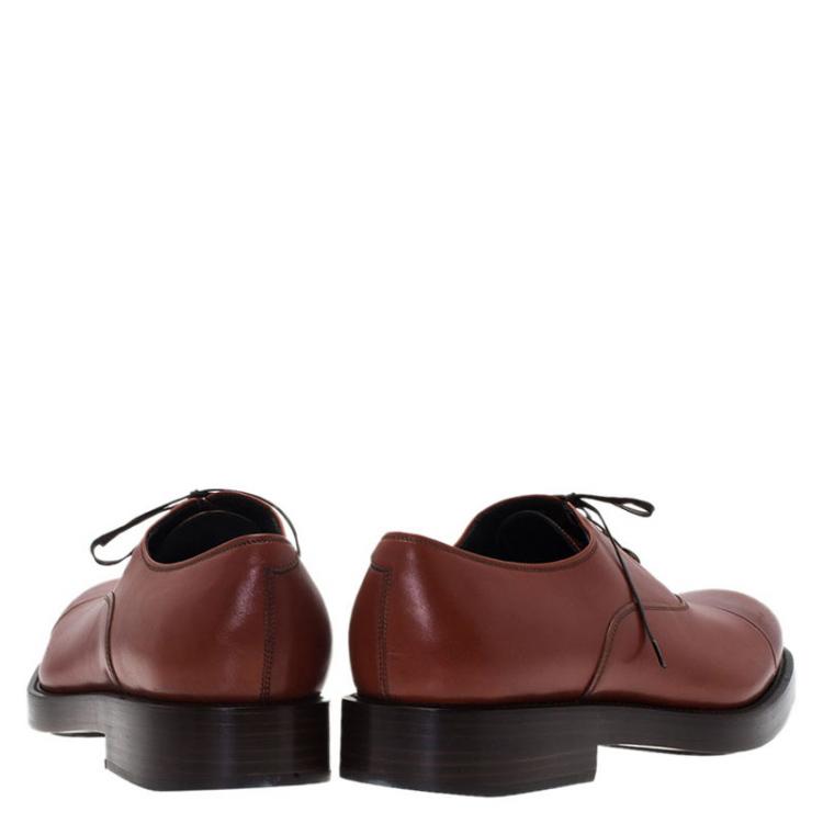 Pre Owned Salvatore Ferragamo Brown Leather Pride Oxfords Size 43