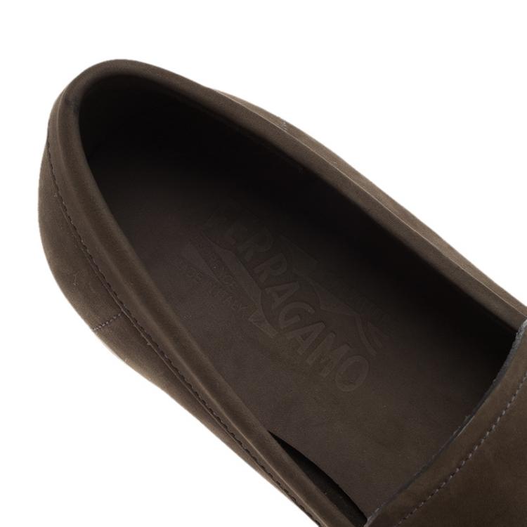 Pre Owned Salvatore Ferragamo Grey Suede Maurice Gancio Bit Loafers Size 41.5