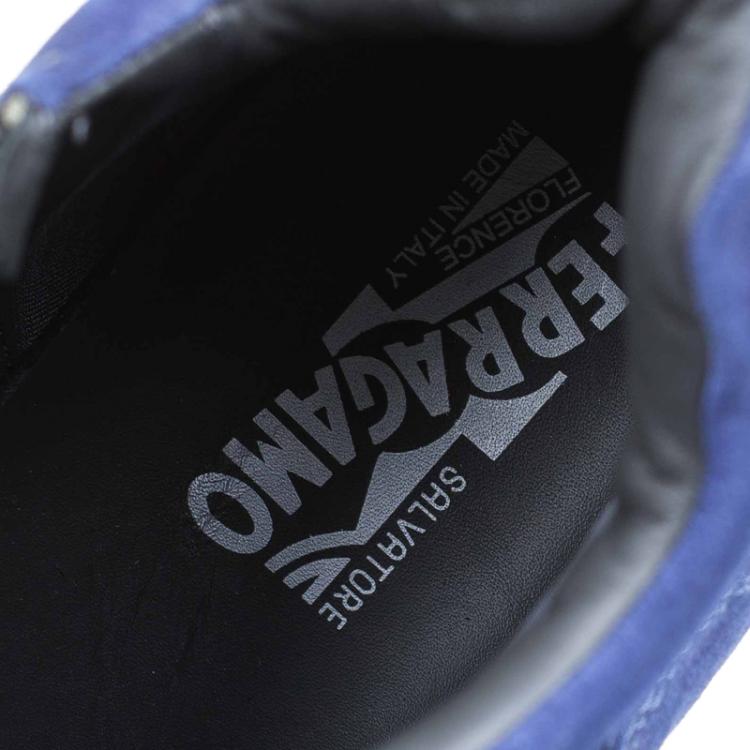 Pre Owned Salvatore Ferragamo Blue Suede Nayon Gancio High Top Sneakers Size 43.5