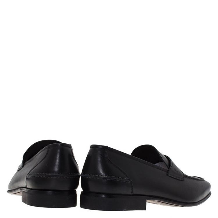 مملوكة مسبقًا Salvatore Ferragamo Black Leather Napoleone Penny Loafers Size 42.5