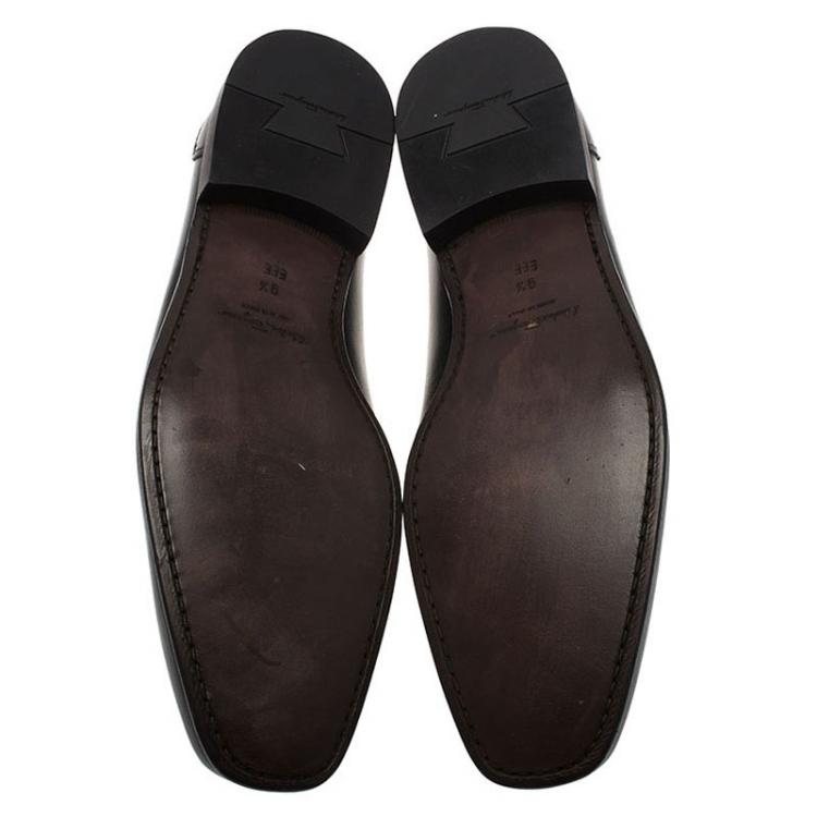مملوكة مسبقًا Salvatore Ferragamo Black Leather Napoleone Penny Loafers Size 42.5