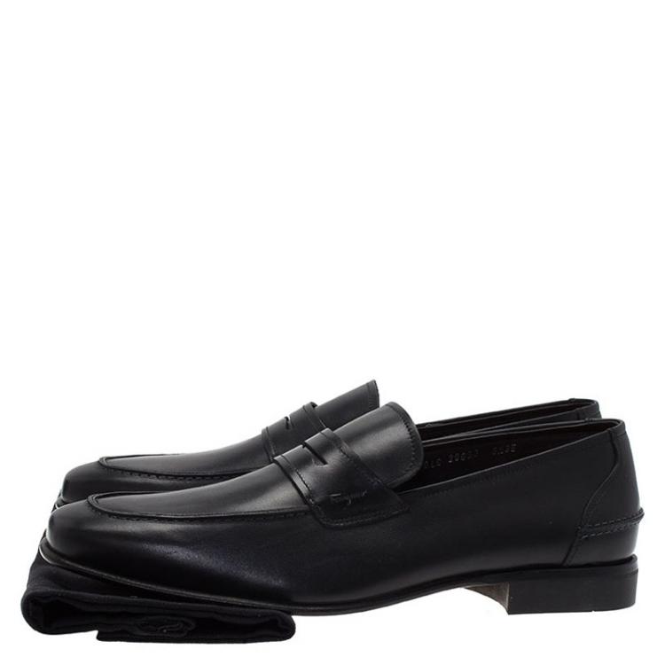 مملوكة مسبقًا Salvatore Ferragamo Black Leather Napoleone Penny Loafers Size 42.5