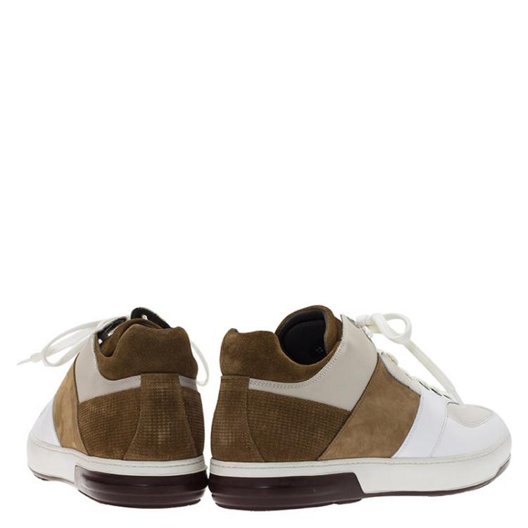 Pre Owned Salvatore Ferragamo Two Tone Leather And Suede Monroe Sneakers Size 43.5