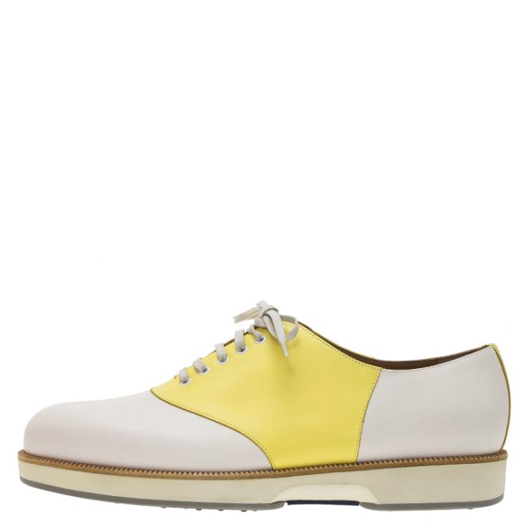 Pre Owned Salvatore Ferragamo Two Tone Leather Ricky Oxfords Size 43