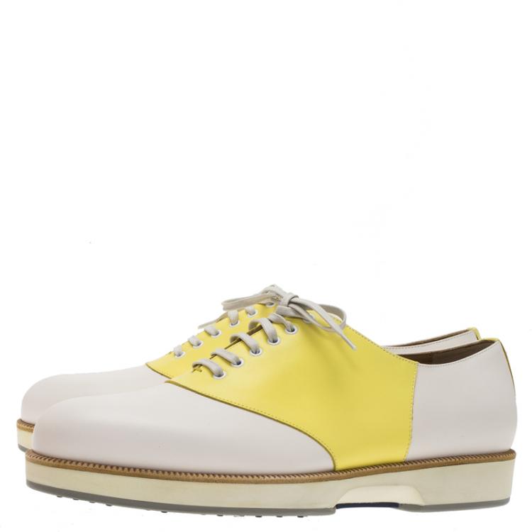 Pre Owned Salvatore Ferragamo Two Tone Leather Ricky Oxfords Size 43