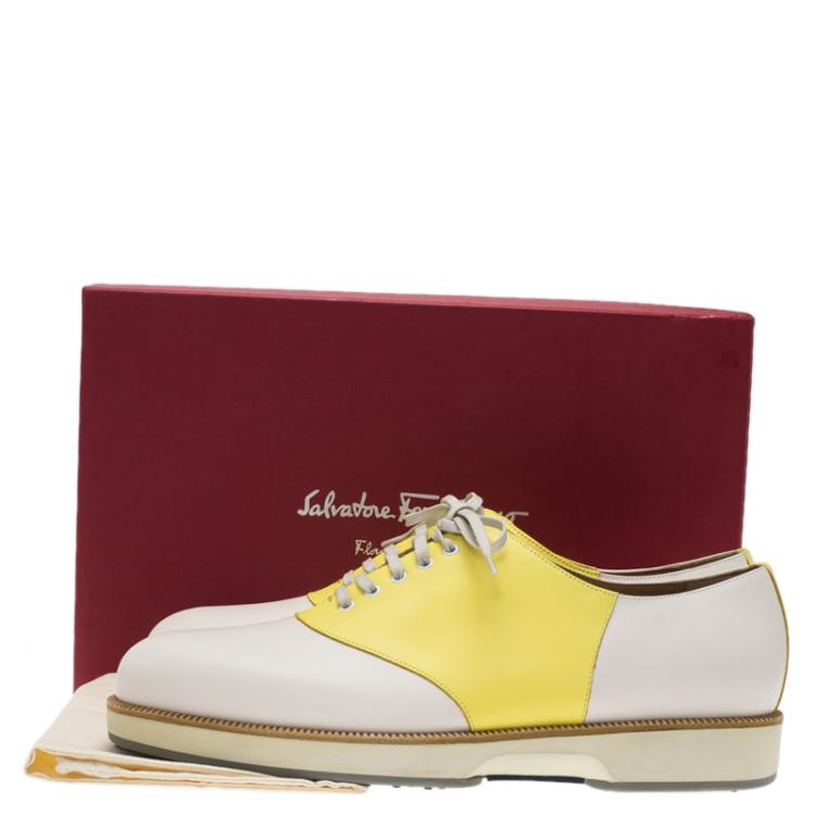 Pre Owned Salvatore Ferragamo Two Tone Leather Ricky Oxfords Size 43