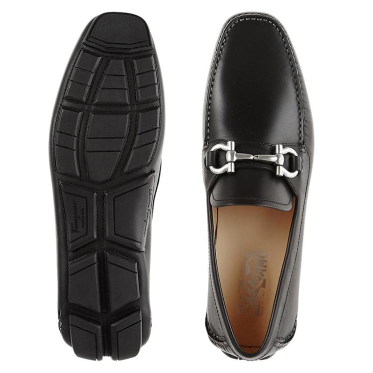 Pre Owned Salvatore Ferragamo Black Leather Parigi Gancio Bit Loafers Size 41.5