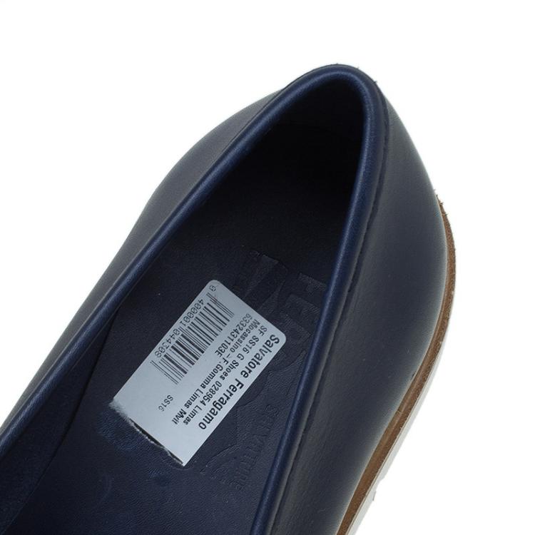 Pre Owned Salvatore Ferragamo Blue Leather Limas Gancini Horsebit Loafers Size 44