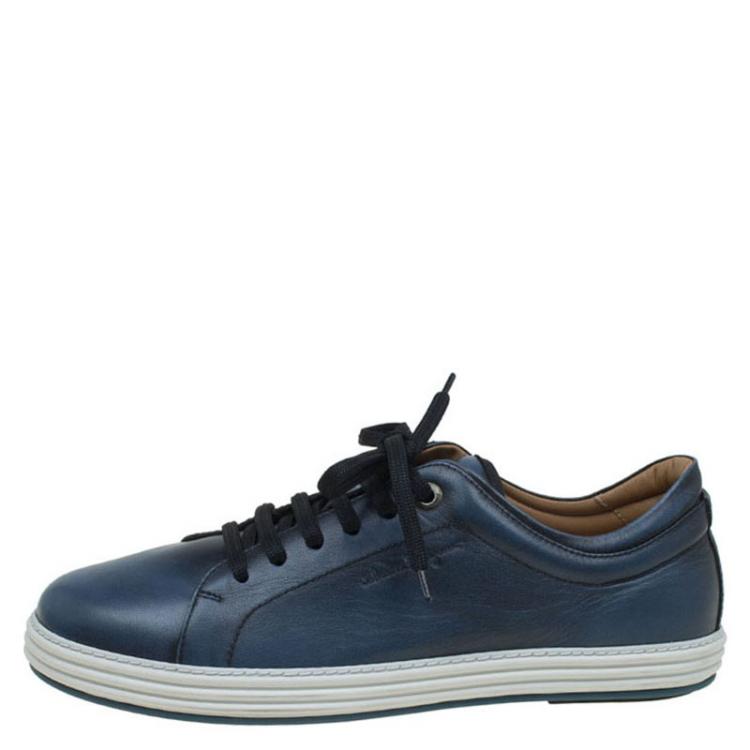 Salvatore Ferragamo Blue Leather Newport Sneakers Size  Salvatore  Ferragamo | TLC