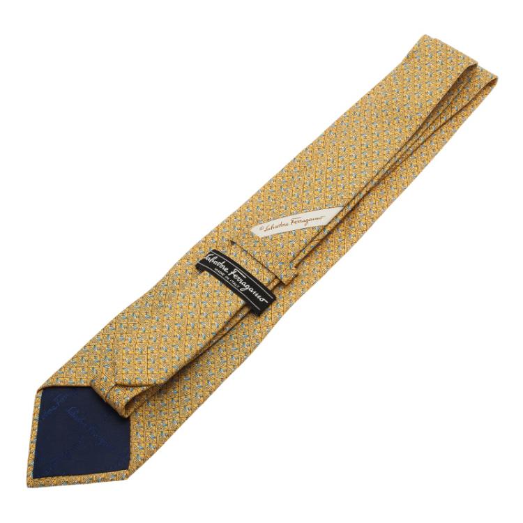 Pre Owned Salvatore Ferragamo Yellow Silk Printed Tie