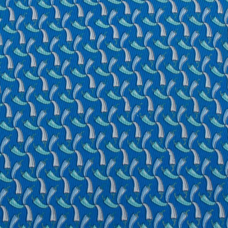 Pre Owned Salvatore Ferragamo Blue Silk Printed Tie 