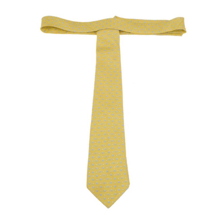 Pre Owned Salvatore Ferragamo Yellow Silk Printed Tie 