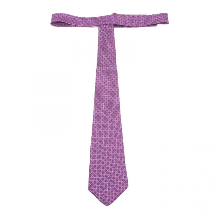 Pre Owned Salvatore Ferragamo Purple Silk Printed Tie 